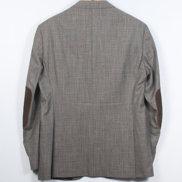 42R Hugo Boss Men's Sport Coat Gray Brown Geometric Pattern Reda Wool Silk - Picture 3 of 9